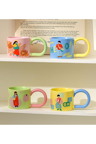Dörtel Tedarik Large Handle Ceramic Mug with Boy and Girl Models 2001