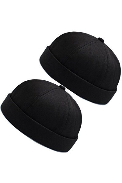 Rupen Kraft Set of 2 100% Cotton Cap Adjustable Docker Hat Summer Skullcap Hat Retro Hat Skullcap Hat
