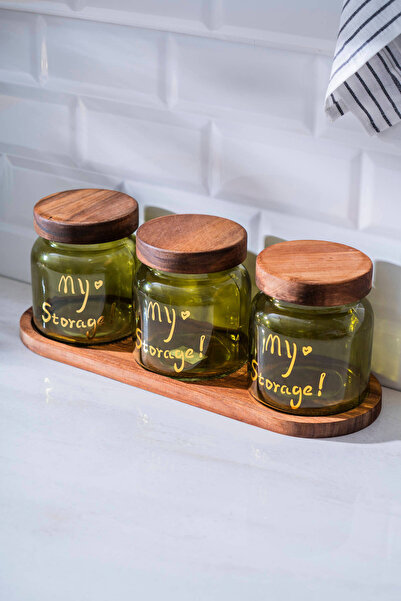 ACAR HCH-07937/8 Pierre Akasya Kapaklı Kavanoz Seti - Sarı