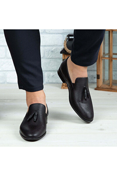 Demalis Pantofi eleganți bărbați din piele naturală 322 Negru