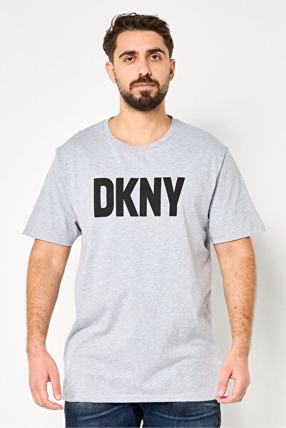 Dkny Men Crew Neck Brand Logo Short Sleeve T-Shirt, Heather Grey