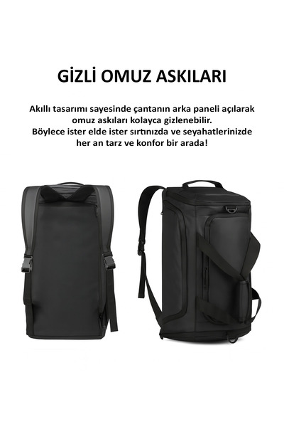 D'VERS Черна раница с отделение за обувки, ръчна, за носене на рамо, 5 отделения, спортна раница за пътуване