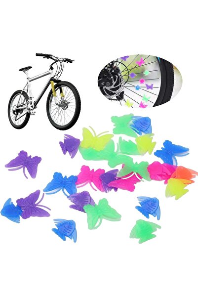Asroya Bisiklet Jant Süsü 26 Adet Süs Jant Için Geçirmeli Bisiklet Aksesuarı (Bisiklet Süsü) Kelebek/Balık