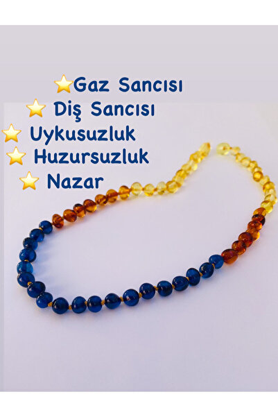 NİSSBEBE Certified Original Drop Amber Baby Kids Necklace and Adult Turquoise Bracelet