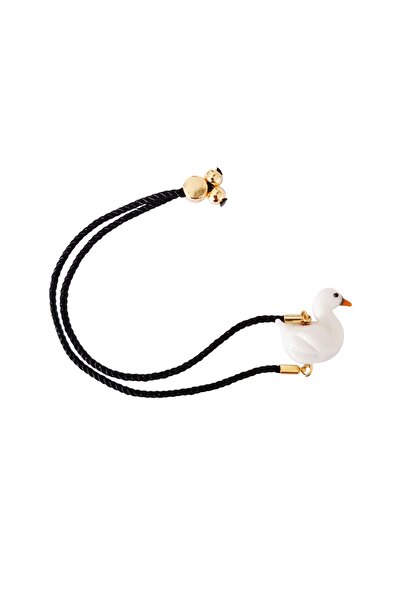 ADAMODART White Swan Murano Glass Beaded Bracelet