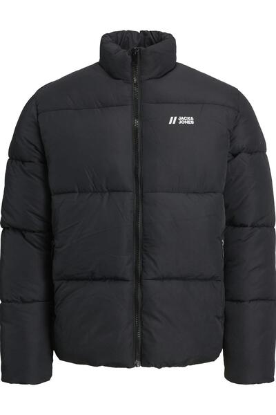 Jack & Jones Geacă tip puffer JJMAX pentru bărbați – Negru, guler ridicat , I...