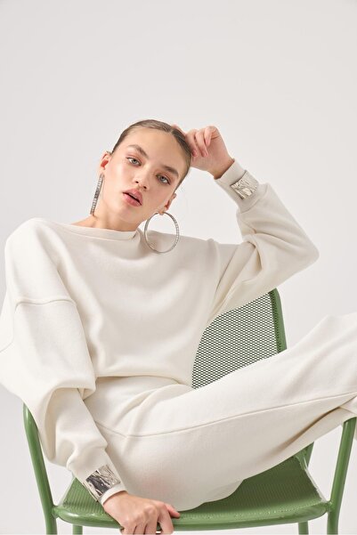 HOLLY LOLLY Soft Dokulu Uzun Jacey Triko Elbise Beyaz