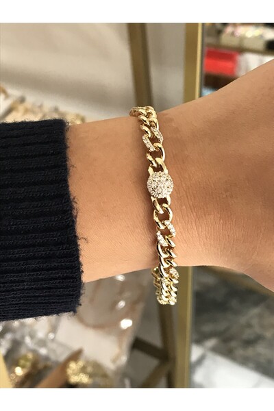 the ASEL İNCİ سوار بتصميم سلسلة مع تفاصيل حجرية (لا يسود)