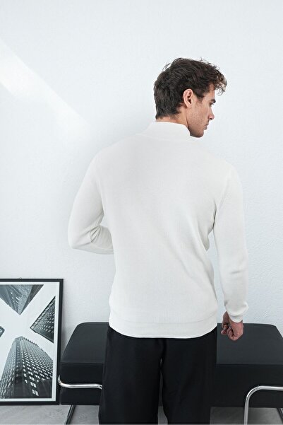 TÜZeMEN Half Zippered Mock Neck Mercerized Knitwear