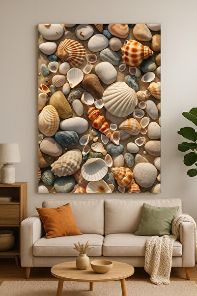 BLT DİZAYN Tablou din sticlă cu scoici de mare și pietre – Aduceți prospetime...