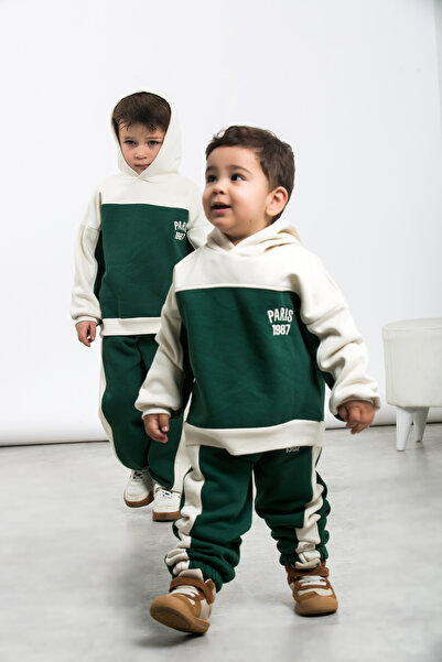 Bebe Boheme Couture ForestPlay Paris Baskılı Erkek 3 İp Şardonlu Eşofman Takımı