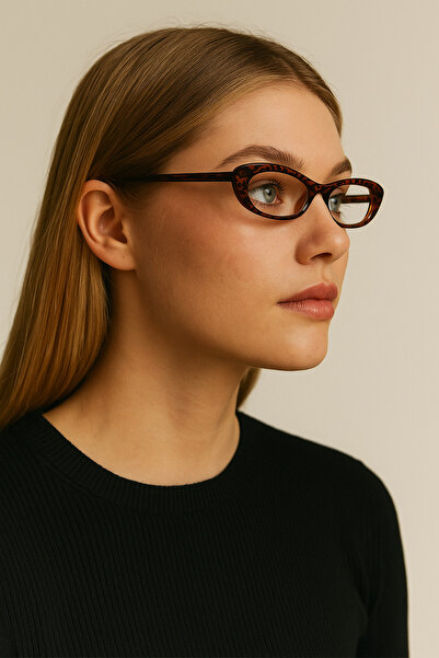 Chunky Frame Laurent Leopard Framed Ellipse New Season Blue Block Women's Glasses with Blue Light Filter