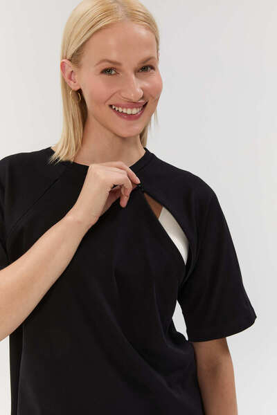 Mama Aniva Loft Gizli Fermuarlı Hamile ve Emzirme Dostu Tshirt