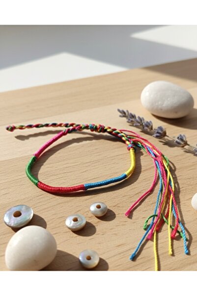 DeNors Unisex Rengarenk İp Bileklik Halhal 30 cm