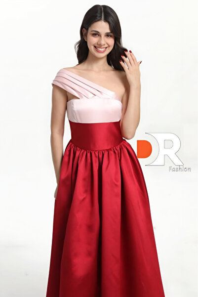 Dr Fashion Soft red and pink A-line dress