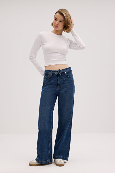 Kadın Mavi Rigid Normal Bel 5 Cep Denim Jean Kot Pantolon