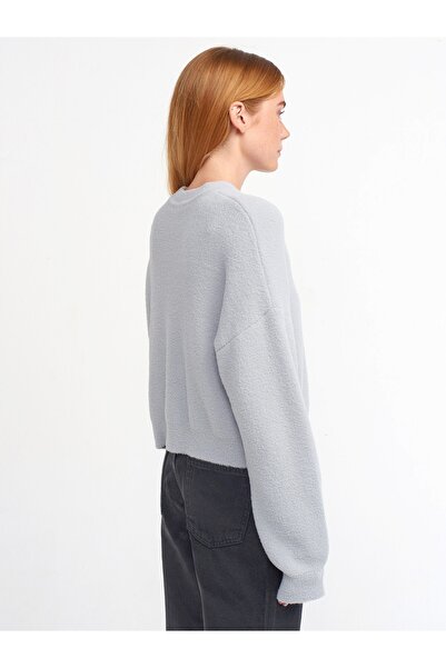Dilvin 10276 Crew Neck Sweater-A.Gray