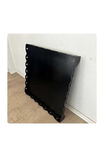 Trabzon Isı Market Metal Şömine Soba Altlığı Ayaklı | Siyah Ateş Desenli (80x80cm)