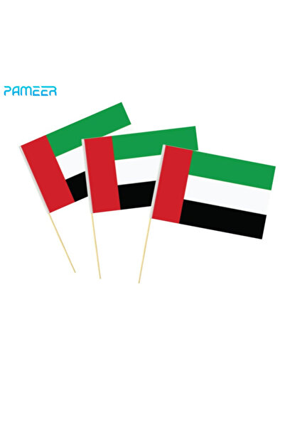 Generic 12 Pcs 25 x 20 CM UAE National Day Hand Held Flags with Wooden Handle