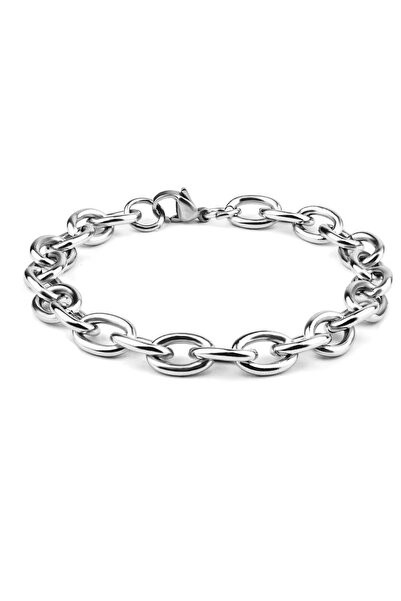 Siya Silver Non-Tarnish Steel O-Shaped Men's Chain Bracelet - 6mm/21 cm