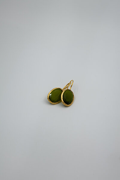 Limosse Jewelry Arla Gold Çelik Yeşil Cam Taşlı Küpe