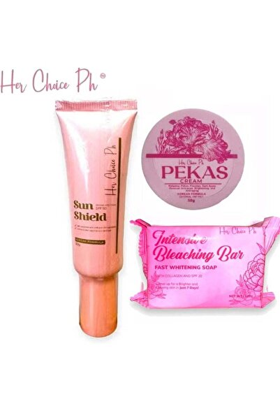 Her Choice Ph صابون تبييض مكثف ١٢٠ غرام، كريم إزالة بيكاس ٥٠ غرام، واقي شمس و...