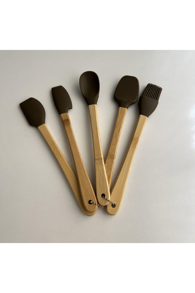 Alvin Bamboo Mini Silicone Serving Set Brown