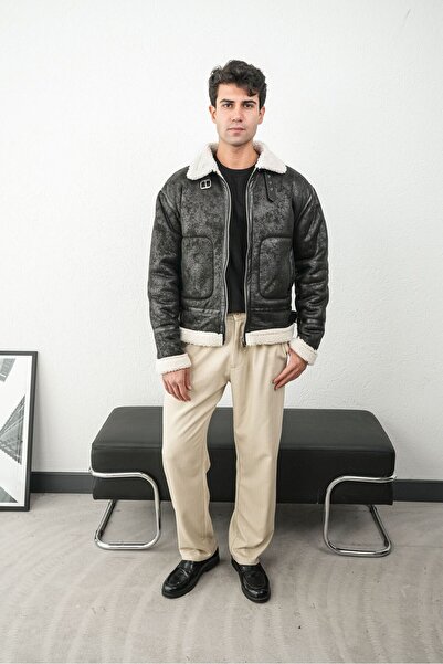 TÜZeMEN Colorful Fur Collar Belted Leather Coat