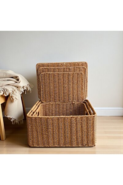 ELZEY HOME Декоративна правоъгълна кошница за организиране от ратан S 32X23 cm