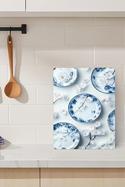 kutuTR Blue White Porcelain Pattern Tempered Glass Cutting Board 21X30 cm Uv ...