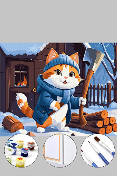 İZSA HOBİ Sayılarla Boyama Hobi Seti 40x50 Çerçeveli Numaralı Tuval Fırça Boy...