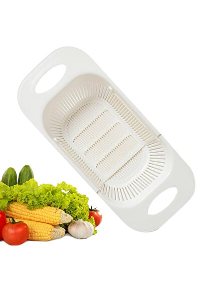 Alvin Adjustable sliding sink strainer, fruit vegetable washing strainer adjustable sink strainer white