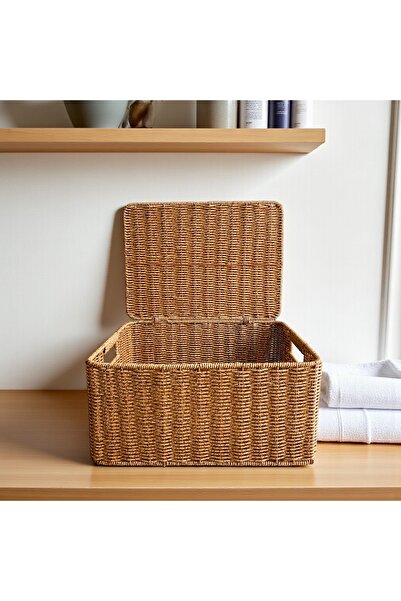 ELZEY HOME Декоративна правоъгълна кошница за организиране от ратан S 32X23 cm