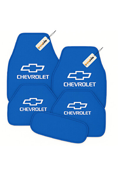 trivexa Chevrolet Logolu Mavi Oto Halı Paspas Takımı 5 Parça Kaymaz Tabanlı A...