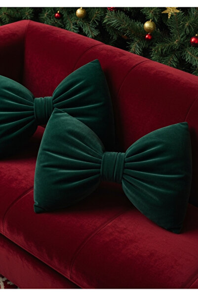 FARCY Set de 2 perne decorative cu aspect de fundă de catifea cu tematică de Crăciun de Anul Nou (2 bucăți)