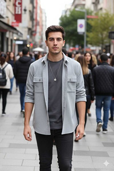 NO4 YARIM OVERSİZE DOKULU CEPLİ KADİFE GÖMLEK