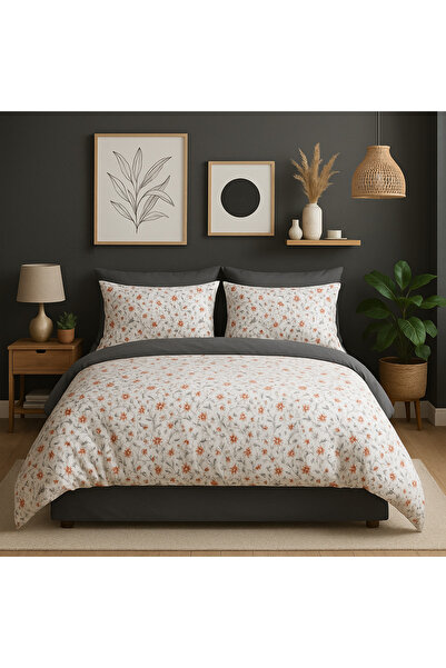 MyStory Home Set cuvertură de pat dublu cu cearșaf elastic portocaliu