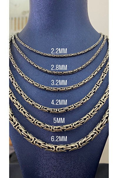 Kiriş Gümüş 925 Ayar Gümüş Yuvarlak Kral Modeli Erkek Gümüş Zincir-Kolye (2.8...