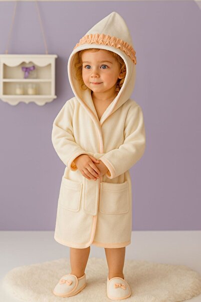 ciccimbaby Baby Bath Set 4 Pieces Towel, Bathrobe, Eraser and Slippers