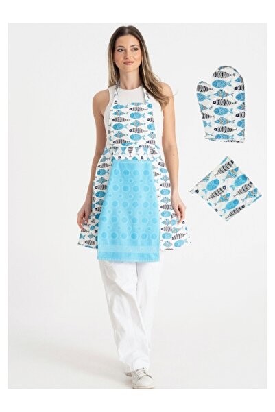alinastore Fish Patterned Kitchen Apron Set