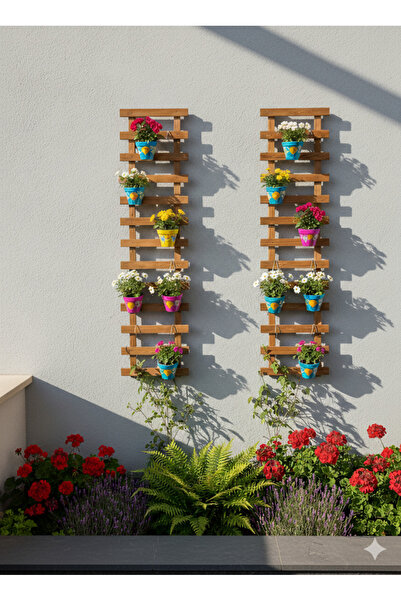 HandMadeCorner Ahşap Duvar Saksılığı | Dekoratif Bahçe | Dikey Çiçeklik Askı | Rustik Duvar Dekorasyonu