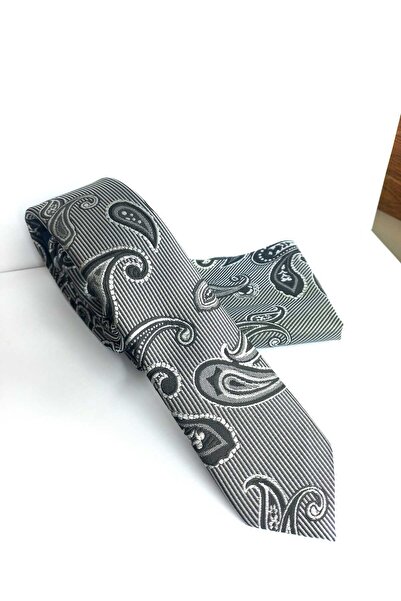 Kravatistan 5.5 cm Paisley Pattern Slim Tie Handkerchief Set