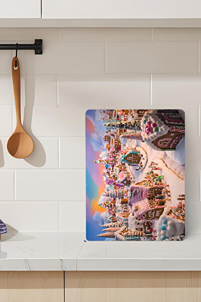 kutuTR Winter Tale Themed Tempered Glass Cutting Board 21X30 cm Uv Printing -...