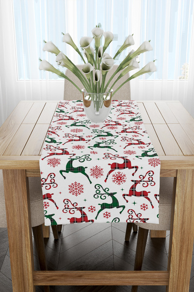 EsnafAli سجادة عيد الميلاد بنمط الغزلان ذات طابع عيد الميلاد مقاس 40x140