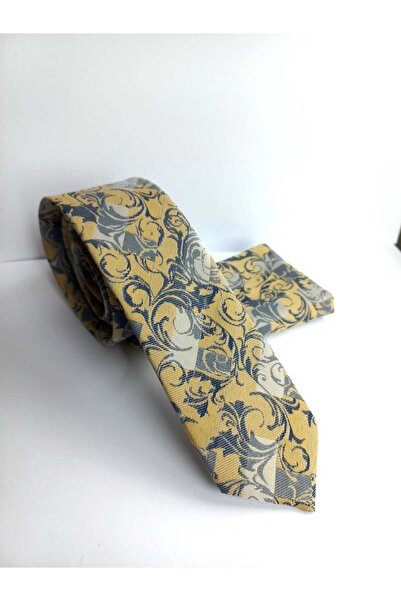 Kravatistan 5.5 cm Patterned Thin/Slim Tie and Handkerchief Set