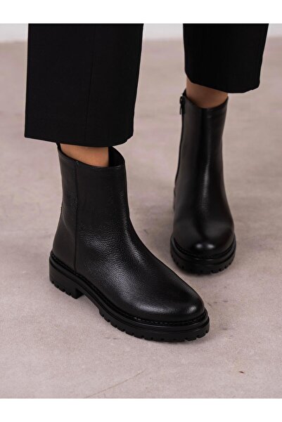 ECENİN BUTİĞİ Nia Siyah Hakiki Deri Kadın Bot