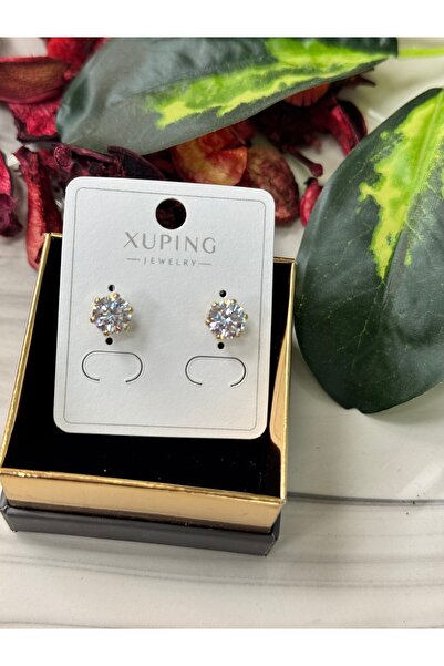 VLDORO XUPING Pırlanta Kesim Zirkon Tektaş Çiçek Küpe