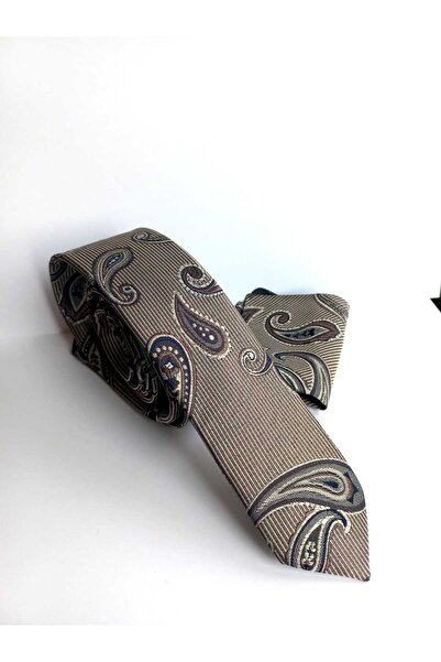 Kravatistan 5.5 cm Paisley Pattern Slim Tie Handkerchief Set