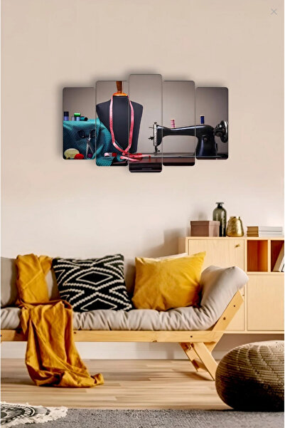 TABLOX Terzi Mezura Makas 5 Parçalı MDF Tablo Hediyelik Eşya