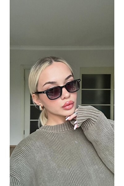 Angel Eyes Black Framed Gradient Black Lens Uv400 Protection Women's Sunglasses